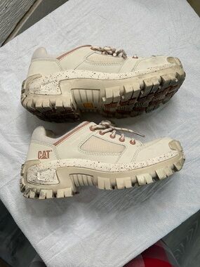 CAT Women's Beige Steel Toe Work Boots